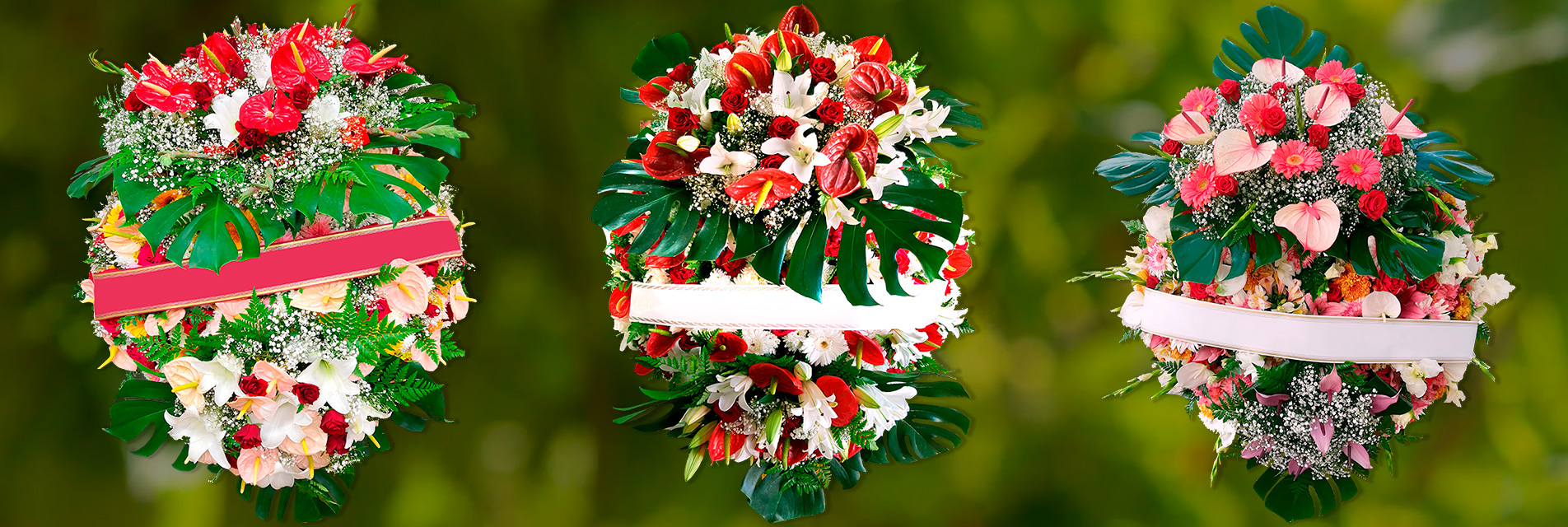 Coronas con cabezas de flores, catalogo floristeria Los Realejos Tenerife